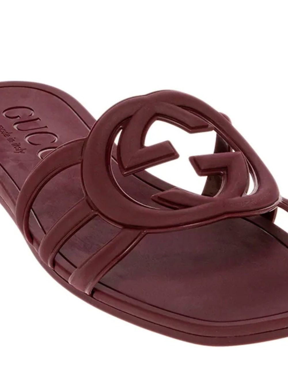 Gucci Burgundy Interlocking GG Rubber Slide